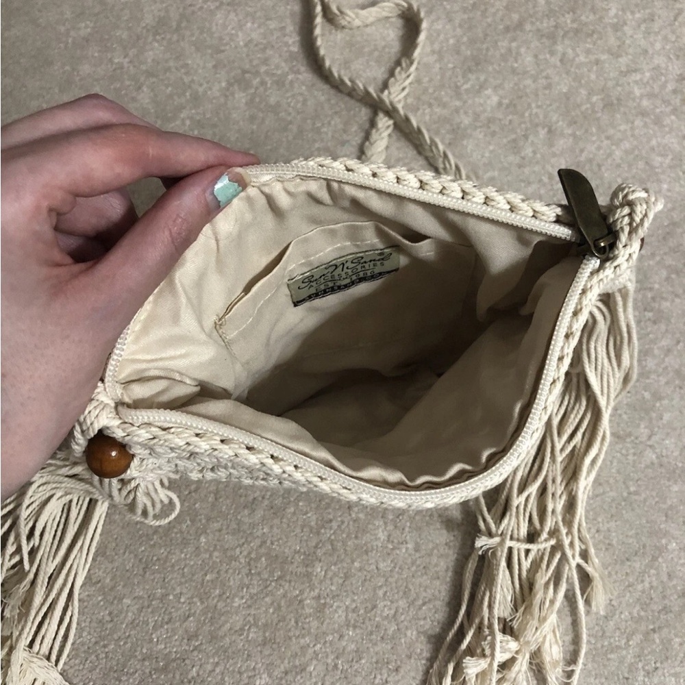 *SOLD* Sun N Sand Macrame Fringe Crossbody Bag Beaded Beachy Boho - Picture 6 of 6